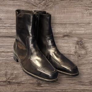 Men Vintage Leather Black Ankle Boots By Florsheim Size 9.